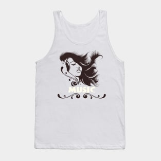 DJ Girl in headphones music retro poster Tank Top